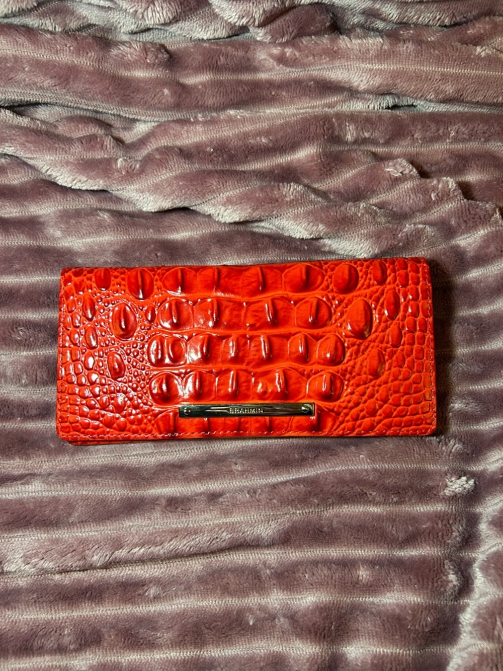 Brahmin Red Croc-Embossed Leather Continental Wallet